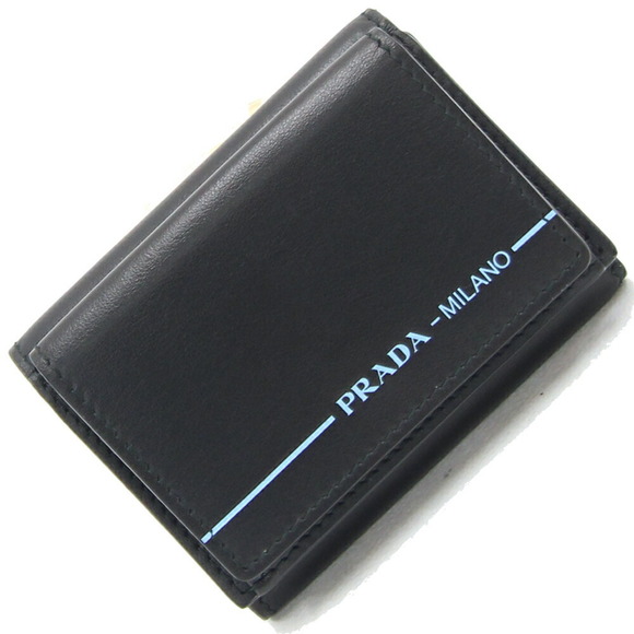 Prada Tri Wallet Men Black Leather - Picture 1 of 7